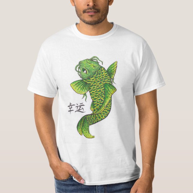Lucky Green Koi Fish Carp T-Shirt (Vorderseite)