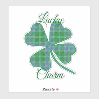 Lucky Green Plaid Shamrock Four-Leaf Clover  Aufkleber