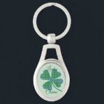 Lucky Green Plaid Shamrock Four-Leaf Clover  Schlüsselanhänger<br><div class="desc">Green plaid shamrock or four-leaf clover for good luck all year long! This shamrock graphic can be transferred to many other products and re-sized. Text is customizable.</div>