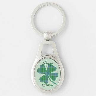Lucky Green Plaid Shamrock Four-Leaf Clover  Schlüsselanhänger