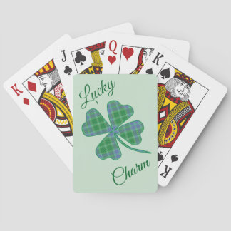 Lucky Green Plaid Shamrock Four-Leaf Clover  Spielkarten