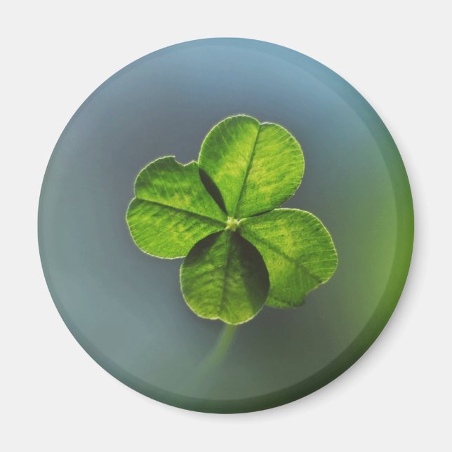 Lucky Green Vierblättriges Kleeblatt Magnet (Vorne)