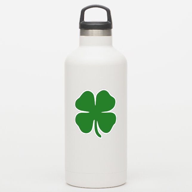 Lucky Green Vierblättriges Kleeblatt St Patricks I Aufkleber (Wassserflasche)
