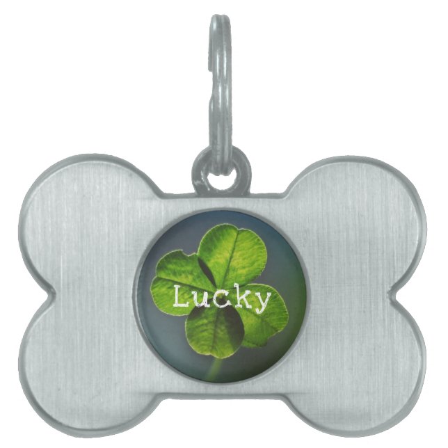 Lucky Green Vierblättriges Kleeblatt Tiermarke (Vorderseite)