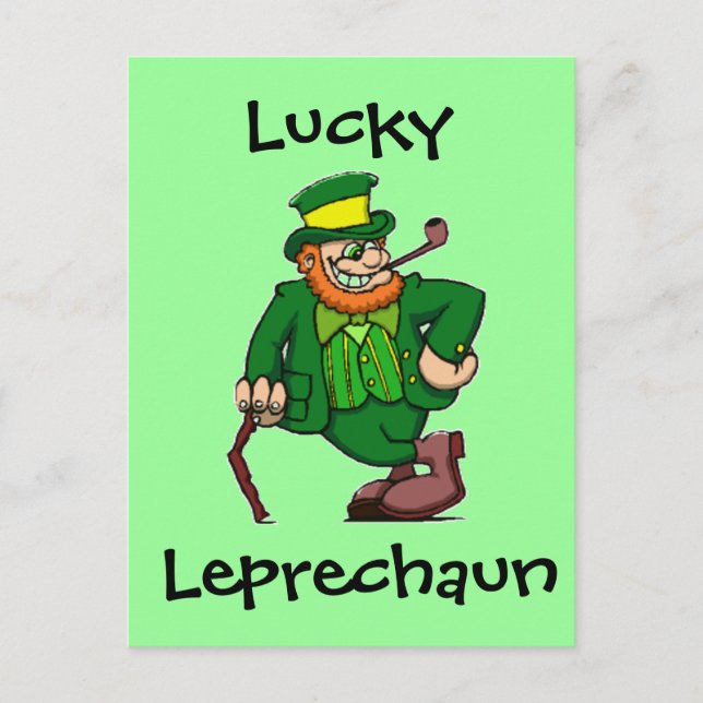 Lucky Happy Irish Leprechaun Postkarte (Vorderseite)