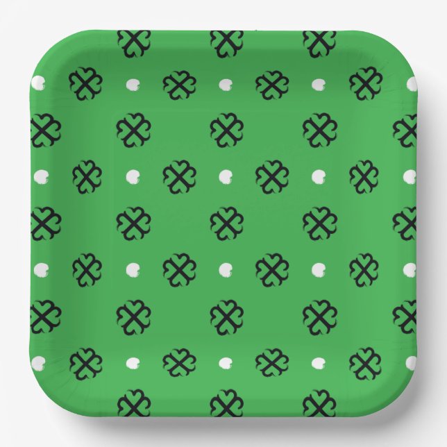 Lucky Hearts Kleeblatt Paper Plate Pappteller (Vorderseite)