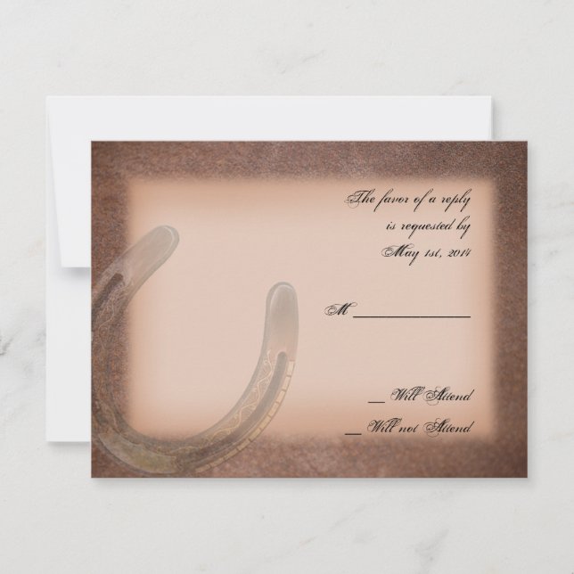 Lucky Horseshoe auf der braunen Leder-Reaktionskar RSVP Karte (Vorderseite)