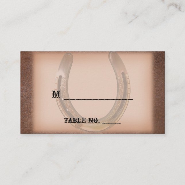 Lucky Horseshoe Brown Mariage en cuir Cartes de Pl (Devant)