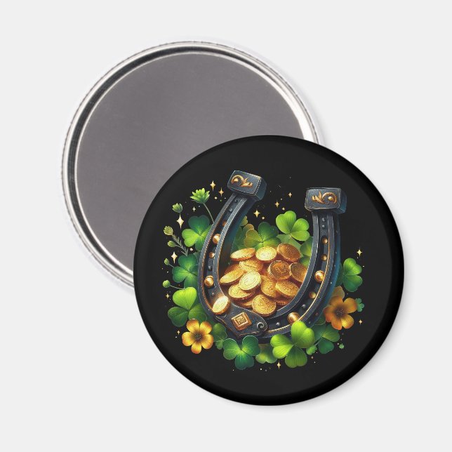 Lucky Horseshoe Goldmünzen und Klee Magnet (Vorderseite/Rückseite)