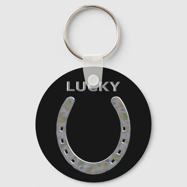 Lucky Horseshoe in Silver Schlüsselanhänger (Vorderseite)
