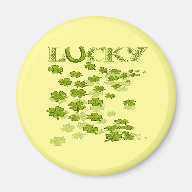 Lucky HorseShoe Kleeblatts Magnet (Vorne)
