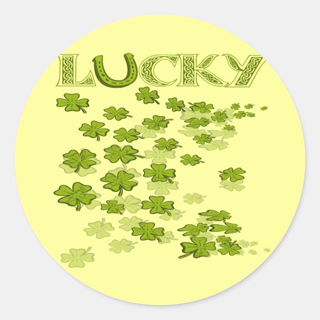 Lucky HorseShoe Kleeblatts Runder Aufkleber (Vorderseite)