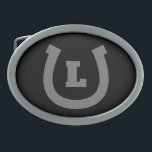 Lucky-Horseshoe-Logo, kundenspezifische ovale Form Ovale Gürtelschnalle<br><div class="desc">Glücklicher Hufeisenlogo,  kundenspezifischer Monogramm Gürtelschnalle. Personalisieren Sie mit Text,  Glückszahl oder Monogramm. Schwarz/Weiß oder Sonderfarben. Ideal für Farm- oder Ranch-Besitzer,  Pferdereiter,  Pferdefreund,  Bauer,  Cowboy,  Pferdebesitzer,  Mitarbeiter,  Papa etc. Farben können geändert werden. Ovale Form.</div>