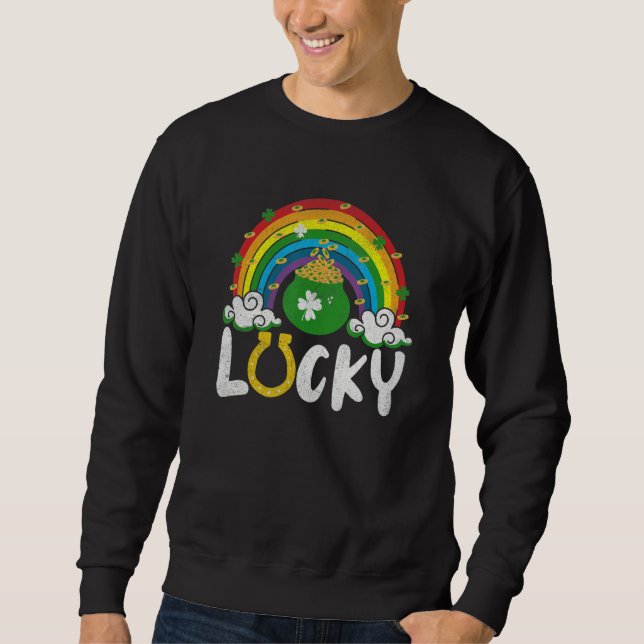 Lucky Horseshoe Rainbow Funny St. Patrick' Day Sweatshirt (Vorderseite)