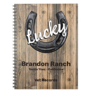 Lucky Horseshoe Rustic Wood Ranch Vet Platten Notizblock