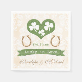 Lucky Horseshoe und Kleeblatt Hochzeit Serviette