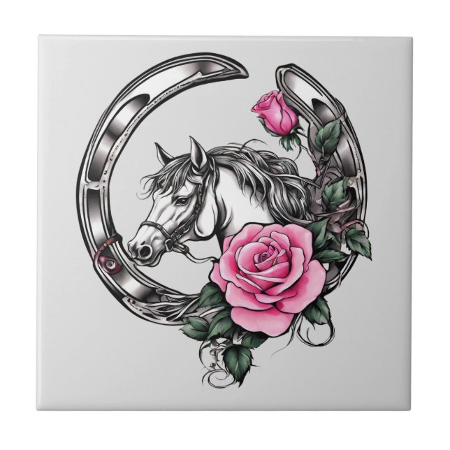Lucky Horseshos und Roses Fliese (Vorderseite)