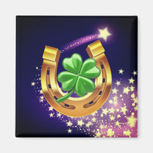 Lucky Hufeisen 4 Blatt Klee Schießen Sternenpurpl Magnet