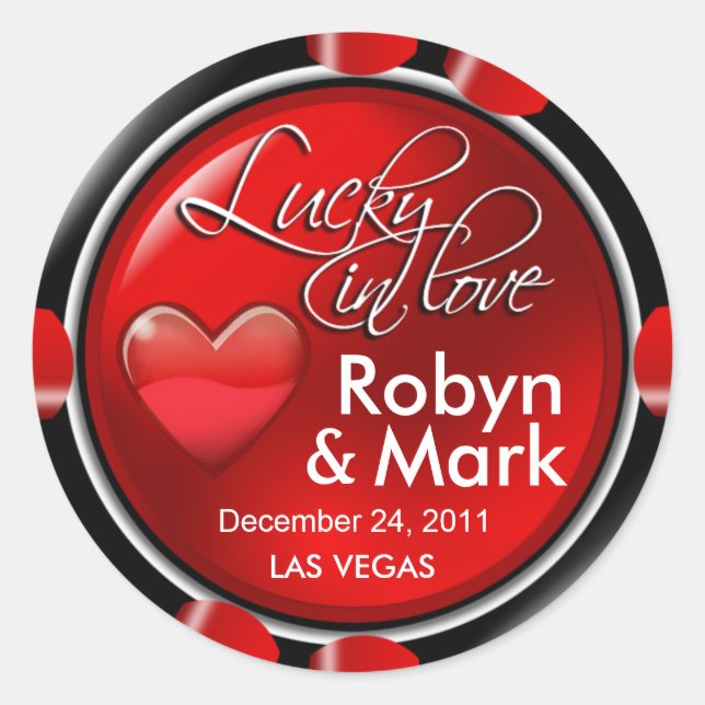 Lucky in der Liebe Vegas New Orleans Club Runder Aufkleber (Vorderseite)