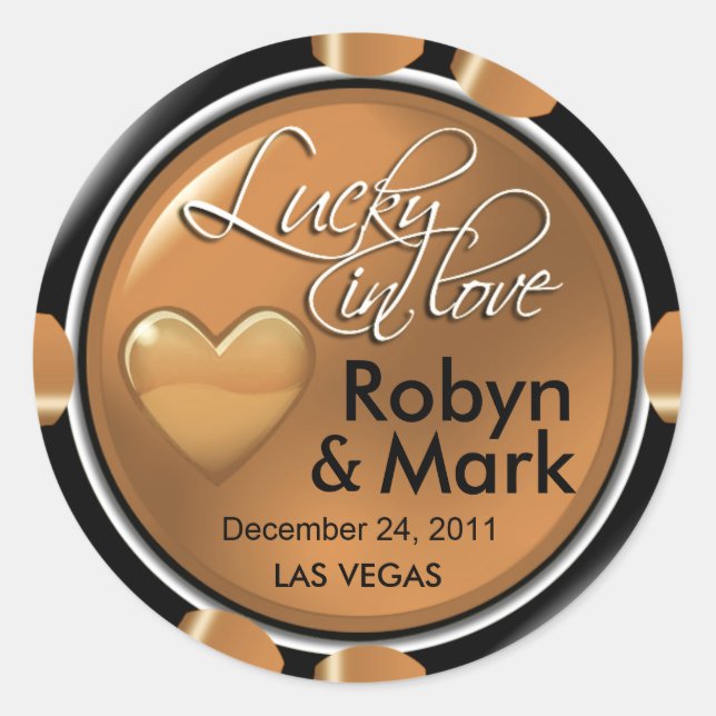 Lucky in der Liebe Vegas New Orleans Club Runder Aufkleber (Vorderseite)