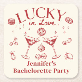 Lucky in Liebe Cocktail Junggeselinnen-Abschied Cl Rechteckiger Pappuntersetzer