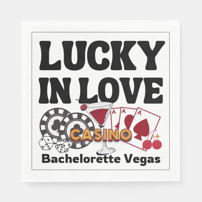 Lucky in Liebe Vegas Bachelorette Serviette (Vorderseite)