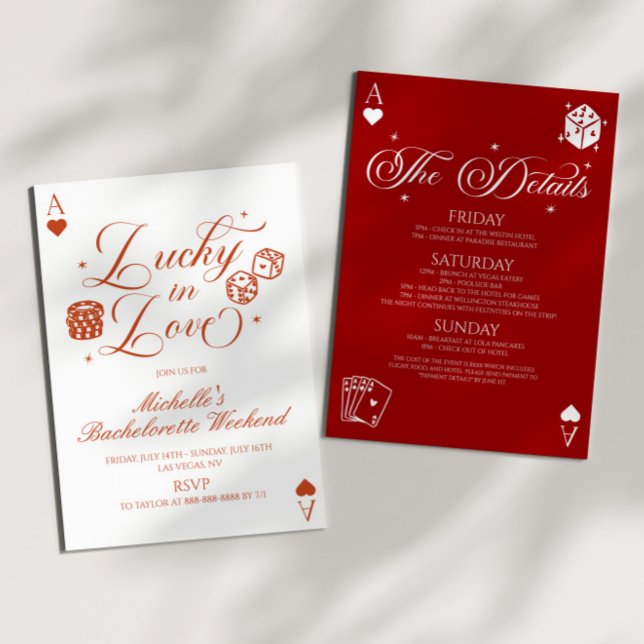 Lucky In Love Casino Bachelorette Weekend Party Einladung (Von Creator hochgeladen)