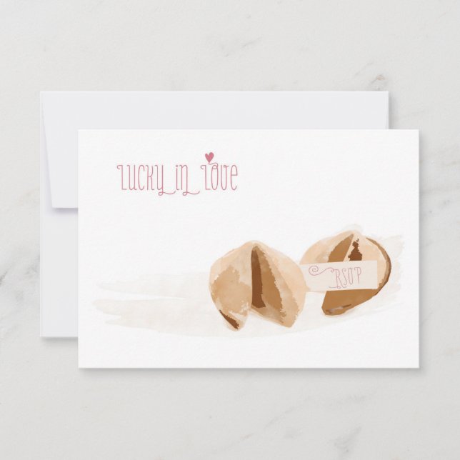 Lucky in Love Fortune cookies de mariage carte RSV (Devant)