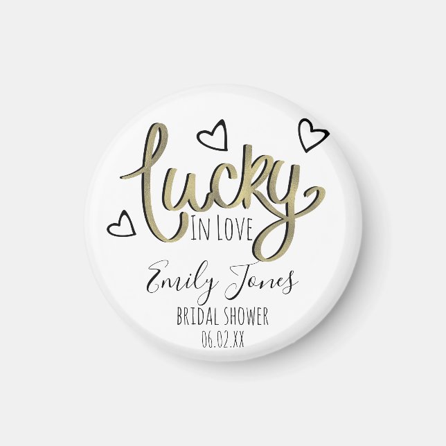 Lucky in Love Hearts Junggesellinnenabschied Magnet (Vorne)