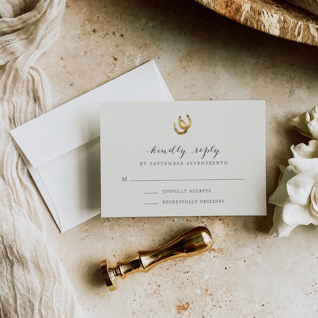 Lucky in Love Horseshoe Wedding Carte RSVP (Créateur téléchargé)