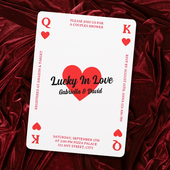 Lucky In Love Jouer Carte Coeur Couples Douche (Lucky In Love Playing Card Heart Couples Shower)