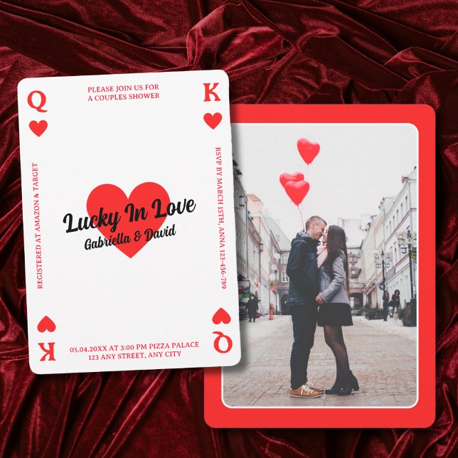 Lucky In Love Photo Playing Card Couples Shower Einladung (Lucky In Love Photo Playing Card Couples Shower)