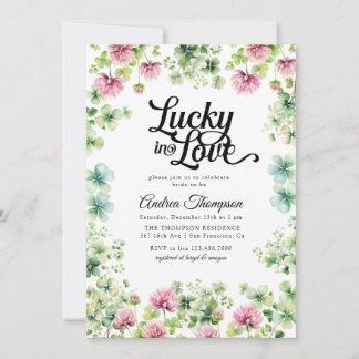 Lucky in Love | Pink Green Bridal Shower Einladung
