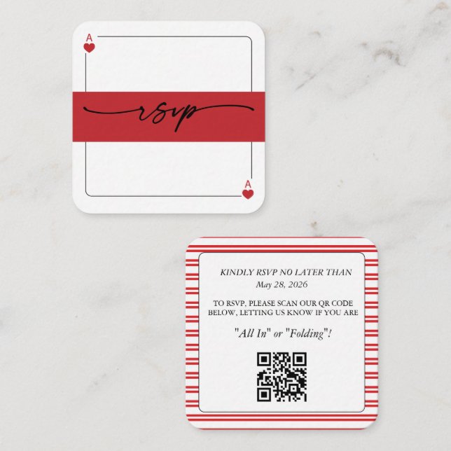 Lucky in Love RSVP QR Code Enclosure Card Begleitkarte (Vorne/Hinten)