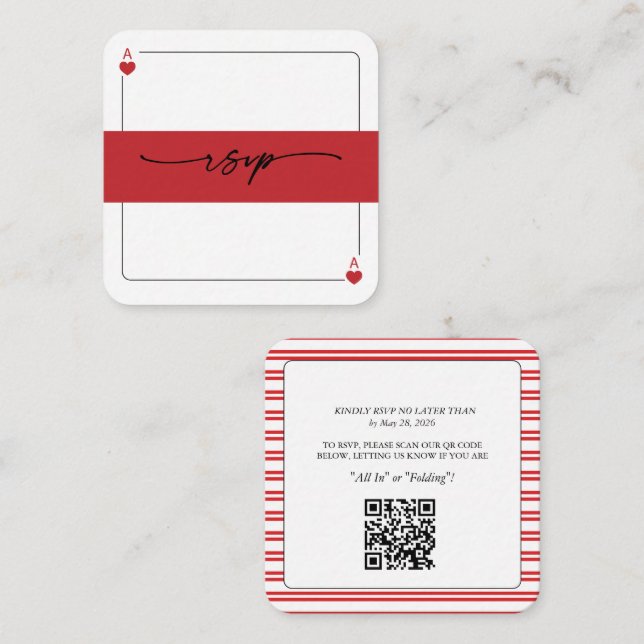 Lucky in Love RSVP QR Code Enclosure Card Begleitkarte (Vorne/Hinten)
