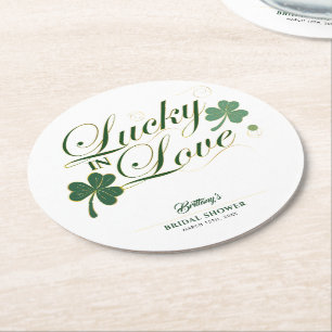 Lucky in Love St. Patrick's Moderne Brautparty  Runder Pappuntersetzer