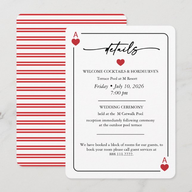Lucky in Love Wedding Details Card Einladung (Vorne/Hinten)