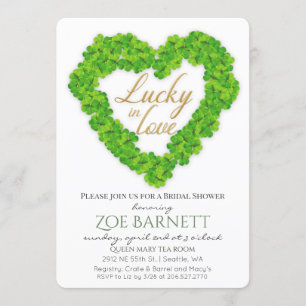 Lucky In Lover Clover Bridal Shower Invitation