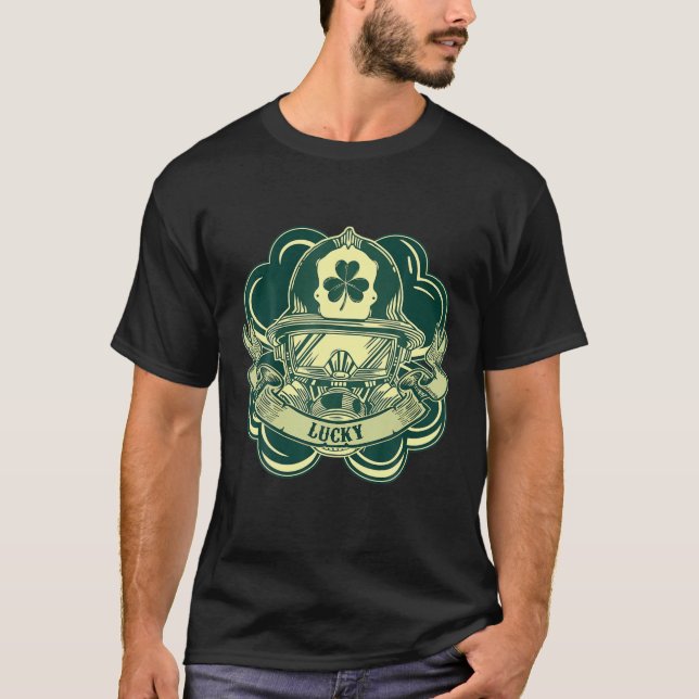 Lucky Irish American St Patricks Day Feuerwehrmann T-Shirt (Vorderseite)
