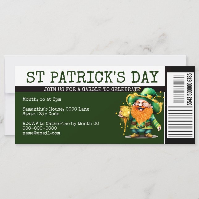 Lucky Irish Boarding Pass Ticket St Patrick's Day Einladung (Vorderseite)