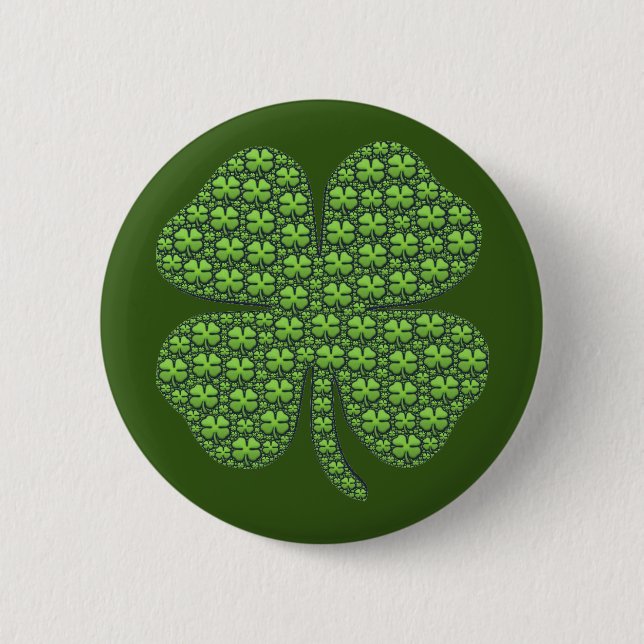 Lucky Irish Clover Dark Green Button (Vorderseite)