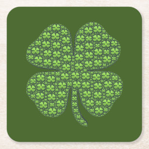 Lucky Irish Clover Dark Green Rechteckiger Pappuntersetzer