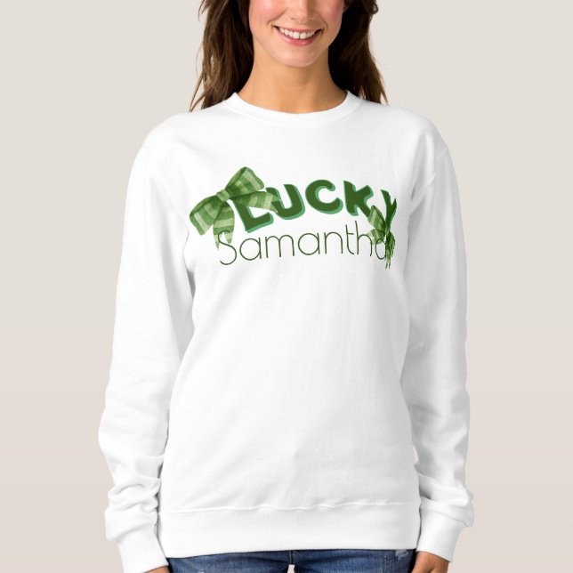Lucky Irish Croquette Stripe Bow Sweatshirt (Vorderseite)