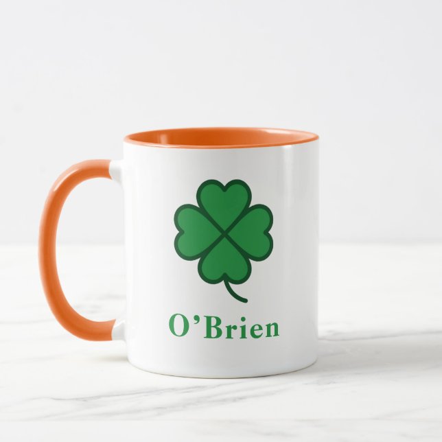 Lucky Irish Green Clover Personalized Coffee Mug (Gauche)