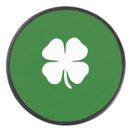 Lucky Irish Green Vierblättriges Kleeblatt Modern  Eishockey Puck