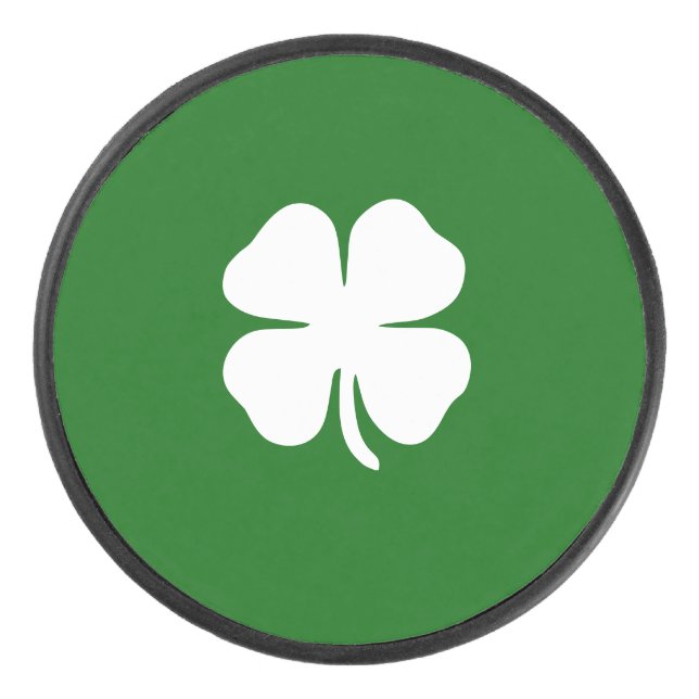 Lucky Irish Green Vierblättriges Kleeblatt St Patr Eishockey Puck (Vorderseite)