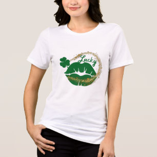 Lucky Irish Kiss Green Gold St Patricks Day Tri-Blend Shirt