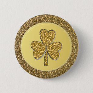 Lucky Irish Kleeblatt Gold Coin Button