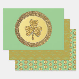 Lucky Irish Kleeblatt Gold Coin Geschenkpapier Set