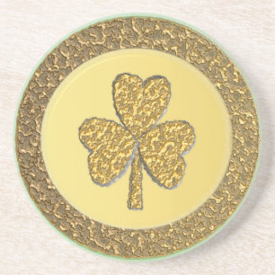 Lucky Irish Kleeblatt Gold Coin Getränkeuntersetzer